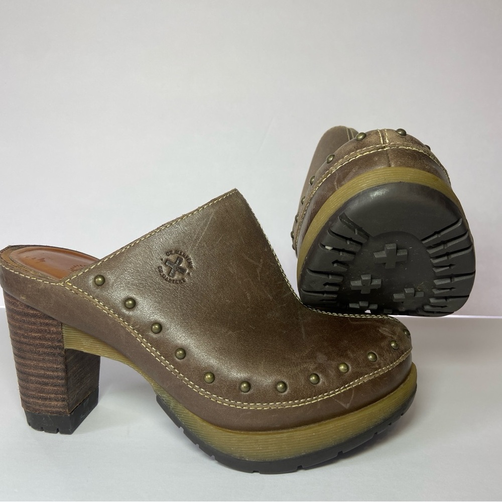 Dr. Martens Una Heeled Mule Clog Leather Studded Y2K Grunge Retro Size 6